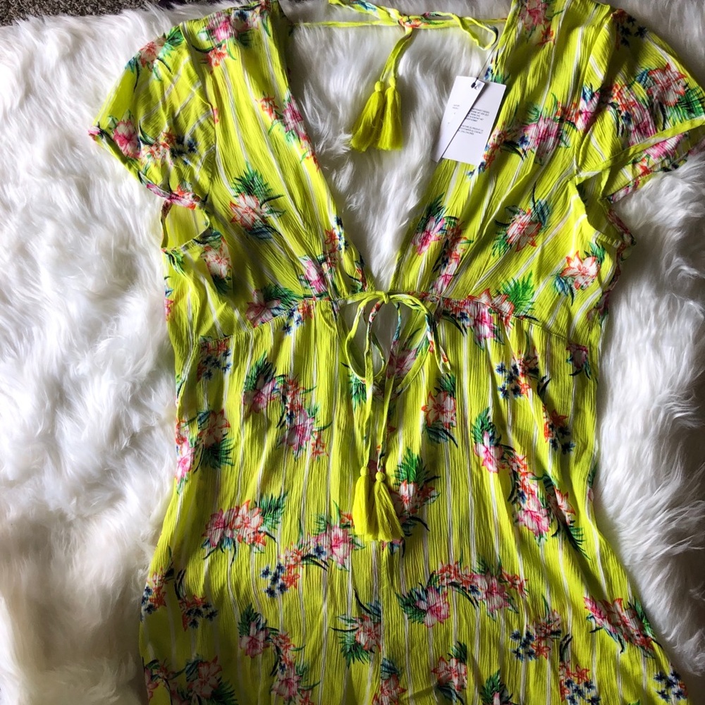 NWT ASOS Tie Front Tassel Beach Romper